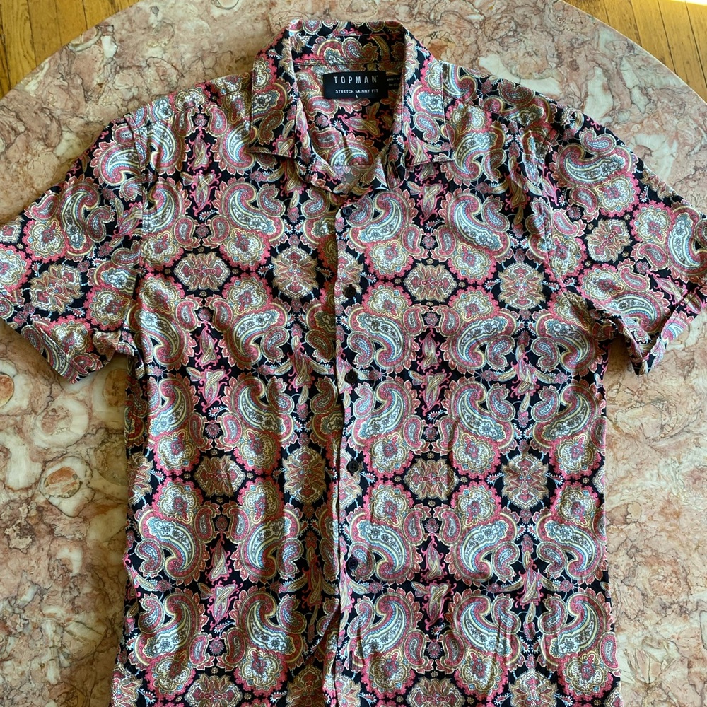 topman men’s short sleeve shirt skinny fit large